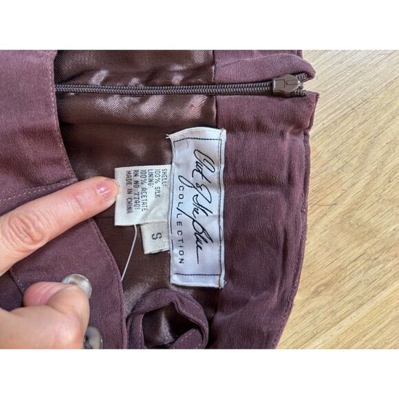 Vintage Silk Midi Skirt Size Small Puce purple - Picture 5 of 5